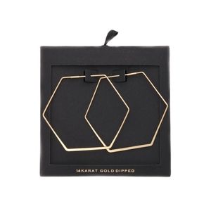 NWT - Hexagon hoop gold dip hoop earrings